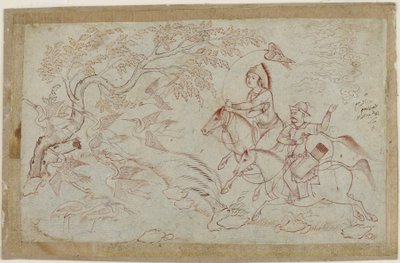 Şahinle avlanan iki atlı, 1640