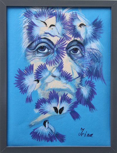Albert Einstein ve Chickadees, 2015 by Irina Corduban