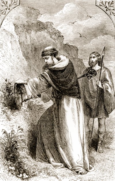 St. Patrick Connals kalkanını Haç ile işaretliyor, Mary Cusack (1829-99) tarafından yazılan Trias Thuamaturga veya İrlanda