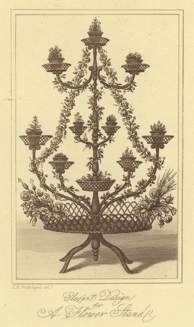 Bir Çiçek Standı için Zarif Tasarım (gravür) by Isaac (after) Cruikshank