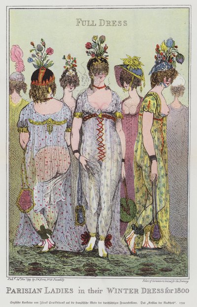 Parisli Hanımlar 1800 Yılında Kışlık Kıyafetleriyle by Isaac (after) Cruikshank