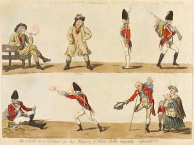 Asker mi olacaktı? veya John Bulls savaşçı Seferinin Tarihi, 1793 (renkli gravür) by Isaac Cruikshank