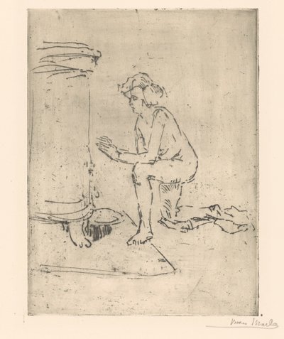 Soba için diz çökmüş model by Isaac Israels (signed by artist)