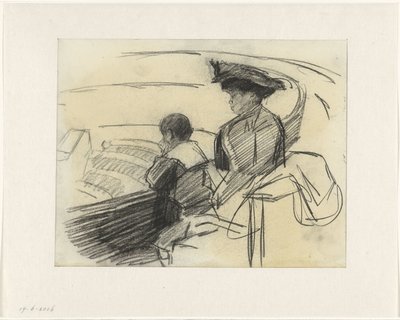 Sirkte oğluyla birlikte koyu tenli kadın by Isaac Israels
