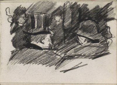 Arkadan görülen şapkalı kadın ve erkek by Isaac Israels