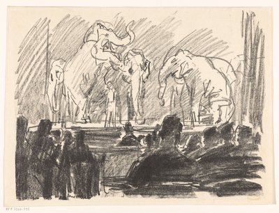 Bir sahnede fillerin performansı by Isaac Israels