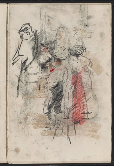 Ayakta duran erkekler ve kadınlar, muhtemelen bir tribünde by Isaac Israels