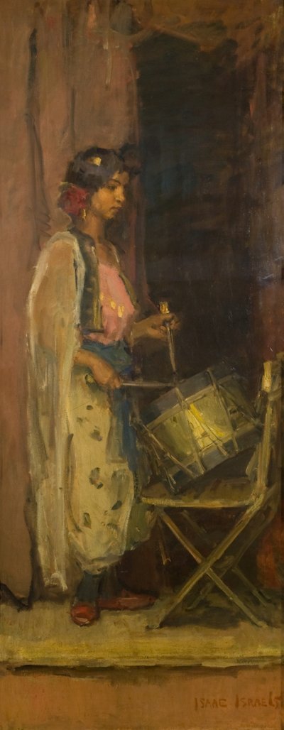 Mısırlı Davulcu Kız (tuval üzerine yağlı boya) by Isaac Israels