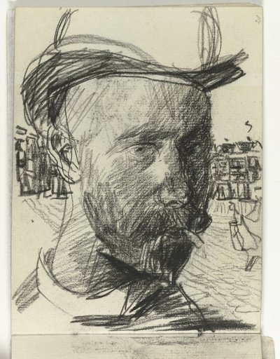 İshak İsraillilerin kendi portresi, sigara içiyor by Isaac Israels