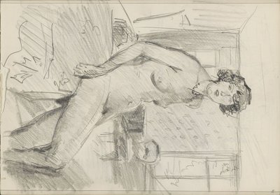 Bir iç kadın çıplak oturmuş by Isaac Israels