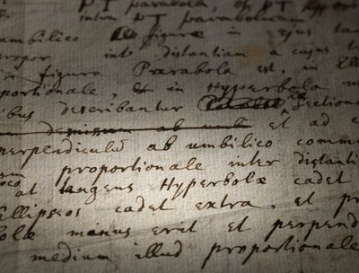 Principia Mathematica için iki sayfa revizyon by Isaac Newton