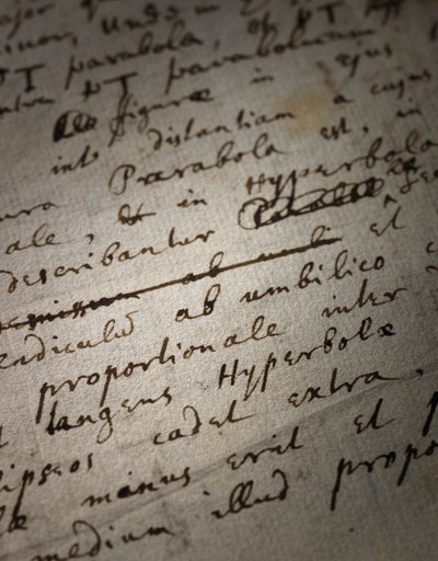 Principia Mathematica için iki sayfa revizyon by Isaac Newton