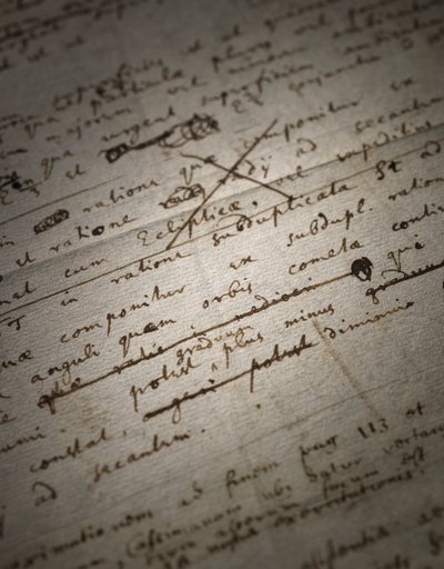 Principia Mathematica için iki sayfa revizyon by Isaac Newton