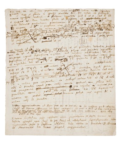 Principia Mathematica için iki sayfa revizyon by Isaac Newton