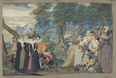 Açık Havada Bir Parti. Evlilik Aşkına Alegori by Isaac Oliver I