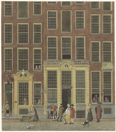 Jan de Groot'un Amsterdam'daki Kalverstraat'taki kitapçı ve piyango ofisi by Isaac Ouwater