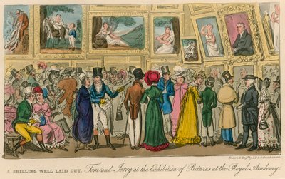 İyi harcanan bir şilin: Tom ve Jerry, Kraliyet Akademisi'ndeki resim sergisinde by Isaac, Robert and George Cruikshank