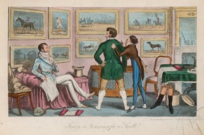 Jerry bir şişme için eğitimde by Isaac, Robert and George Cruikshank