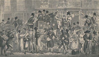 White Horse Mahzeni Dışında, Piccadilly, 1821, 1920. Sanatçılar: Isaac Robert Cruikshank, George Cruikshank. by Isaac, Robert and George Cruikshank