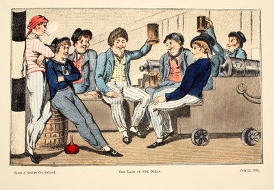 The Lads of the Ocean, 1805 (el boyaması gravür) by Isaac, Robert and George Cruikshank