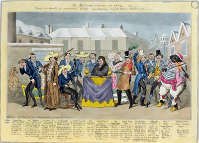 1824 için Mathew-Orama, pub. G. Humphrey, 1824 (renkli gravür) by Isaac, Robert and George Cruikshank