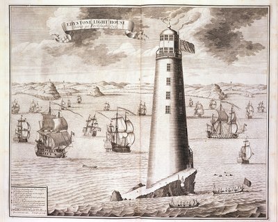 Hendrick Hulsbergh tarafından kazınmış Eddystone Deniz Feneri, 1713 (ayrıca bkz. 40669) by Isaac Sailmaker
