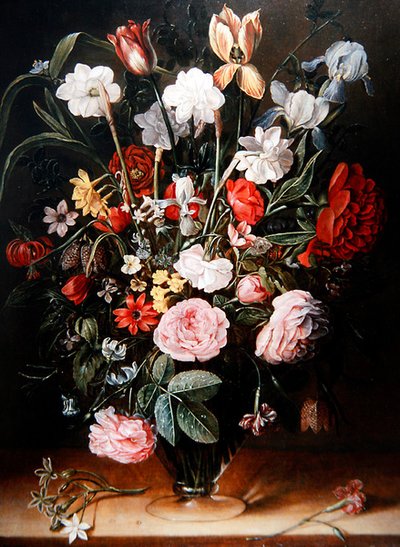 Bir Natürmort Lale ve Anemon (panelde yağlı boya) by Isaac Soreau