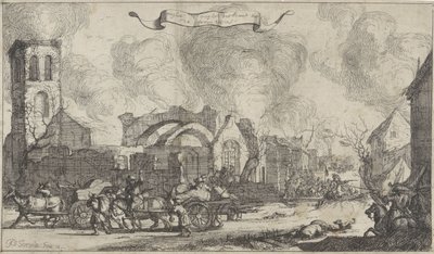 Fransız birlikleri, Nigtevecht köyünün yıkıntıları arasında yağma ve ateş ediyor, 1672 1672