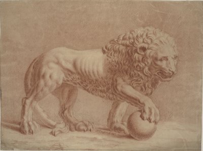 Aslan bir küre üzerinde sağ patisiyle sağa döndü by Isaac Taylor