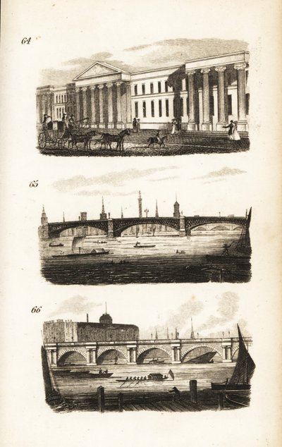 Genel Postane, Southwark Köprüsü ve Waterloo Köprüsü by Isaac Taylor