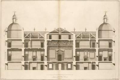 Houghton Hall: Batı cephesinin bir bölümü, Pierre Fourdrinier tarafından oyulmuş, 1735 (ayrıca bkz. 64902 ve 64903) by Isaac Ware