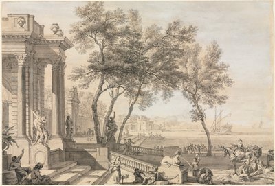 Mimari ve Figürlerle Fantastik Liman Manzarası by Isaac de Moucheron