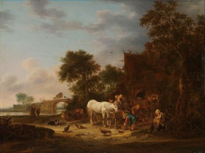 Yalakta bir at ile ülke Inn by Isaac van Ostade