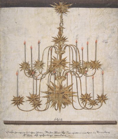 On Altı Mumlu Avize Tasarımı, 1632. by Isaak Ehe