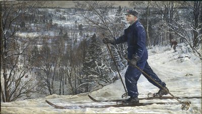 Kliment Voroshilov (1881-1969) kayakçı - Kliment Voroshilov o bir kayak gezisi - Isaac Izrailevich Brodsky (1884-1939). Tuval üzerine yağlıboya by Isaak Israilevich Brodsky