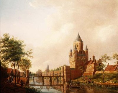 Arka planda Grote Houtpoort (Büyük Geçit) ile Haarlem