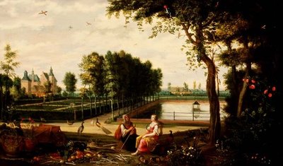 Vertumnus ve Pomona (panel) by Isaak van Oosten