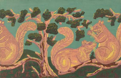 Bandbox Tasarımı - Sincaplar, c. 1938. by Isabella Ruth Doerfler