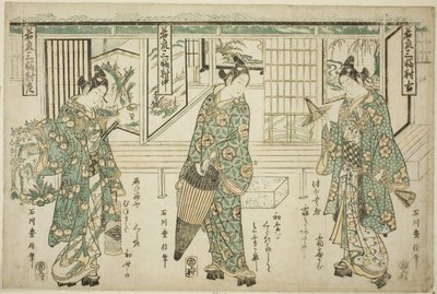 Modanın Genç Adamları - Üçlü Bir Set (Wakashu sanpukutsui) by Ishikawa Toyonobu