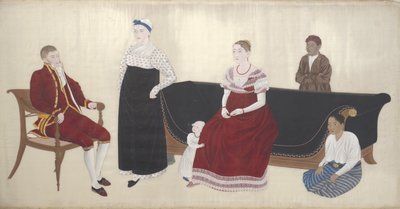 Horoz Blomhoff Ailesinin Portresi, Sütanneleri ve iki Köleleştirilmiş Hizmetçisi by Ishizaki Yushi (attributed to)