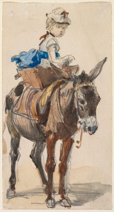 Eşek üzerinde kız. by Isidore Pils