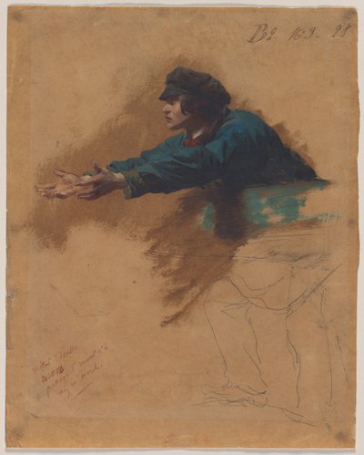 Kollarını Açmış Öne Eğilmiş Genç Adam (Yoksullara Ekmek Dağıtan Askerler Üzerine Çalışma) by Isidore Pils