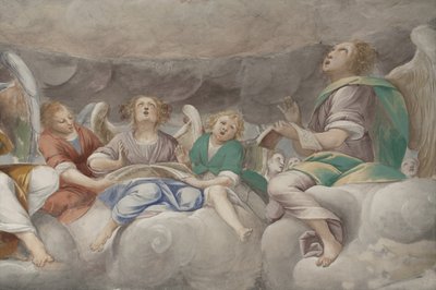 Melekler, müzisyen melekler ve puttolar, ebedi Baba ile Cennet detayı, c.1623-34 (3496185 detayı) by Isidoro Bianchi