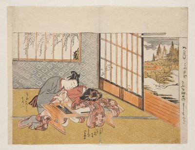 Zarif On İki Ayın Müreffeh Çiçekleri (Furyu juniki no eiga) (renkli tahta baskı) by Isoda Koryusai