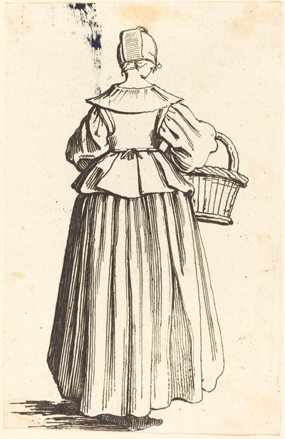 Sepetli Köylü Kadın, Arkadan Göründü by Israel Henriet after Jacques Callot