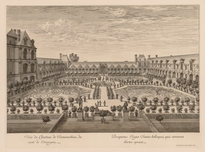 Orangery'den Château de Fontainebleau'nun görünümü by Israël Silvestre
