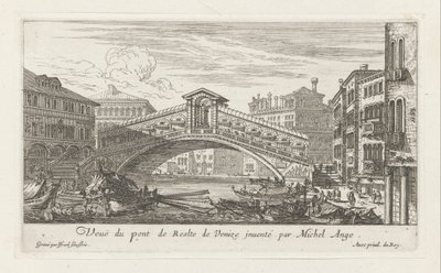 Rialto köprüsü ve Büyük Kanal, Venedik manzarası by Israël Silvestre