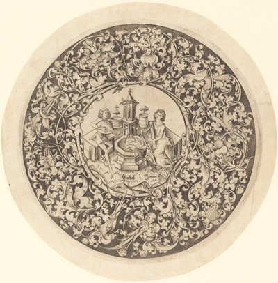 Kuyu Yakınında Oynayan Müzisyenlerin Olduğu Dairesel Süsleme, c. 14951503. by Israhel van Meckenem