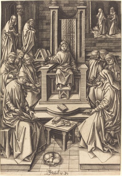 Doktorlar Arasında İsa by Israhel van Meckenem after Hans Holbein the Elder
