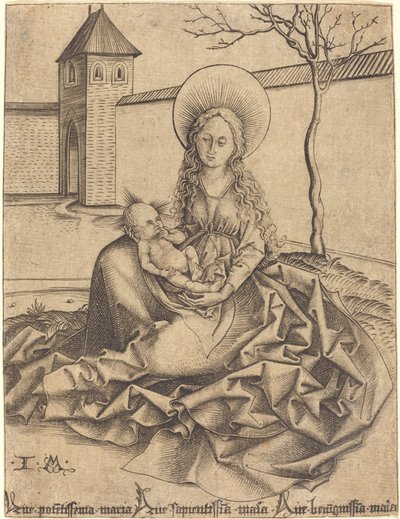 Avluda Bakire ve Çocuk by Israhel van Meckenem after Martin Schongauer